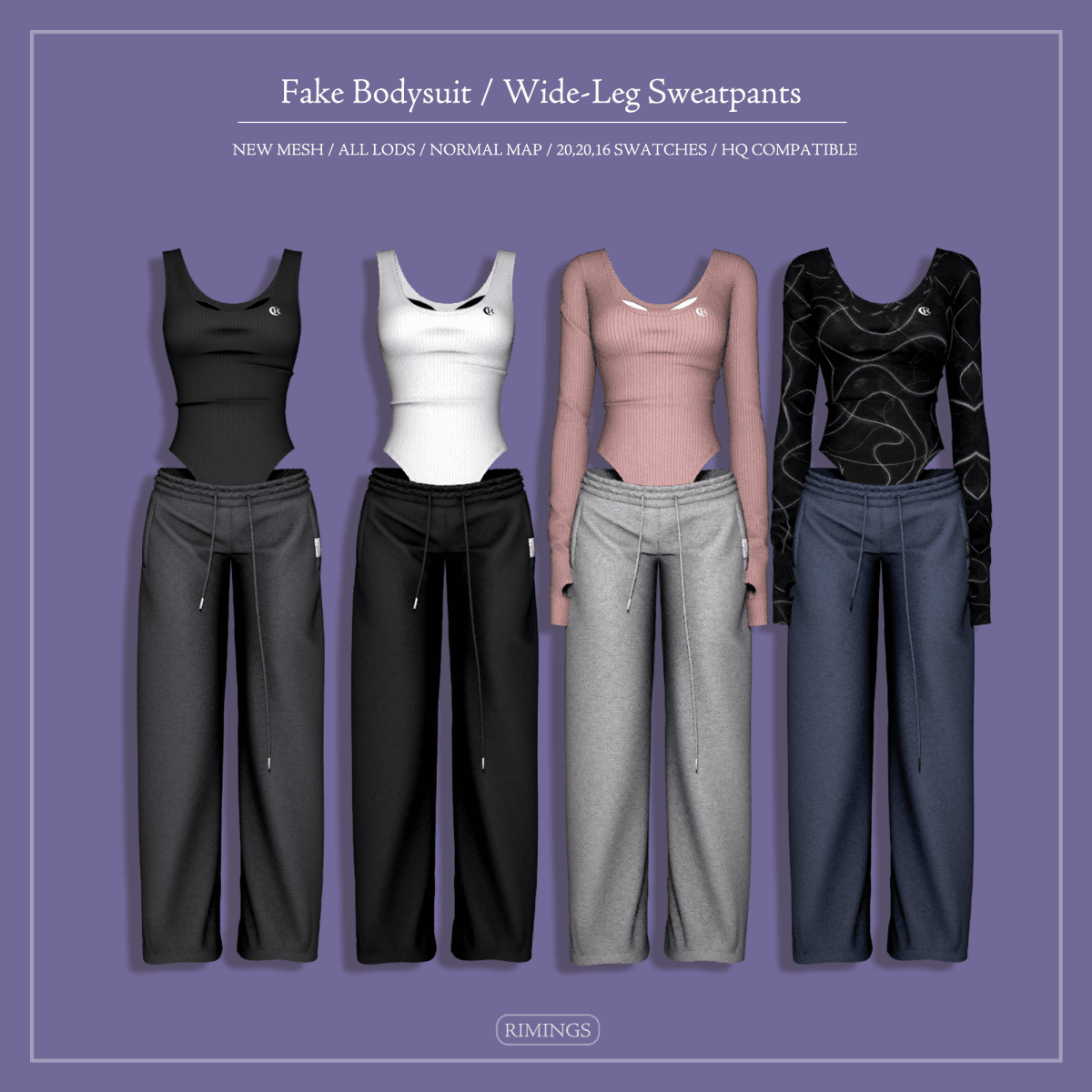 Сет одежды Fake Bodysuit and Wide-Leg Sweatpants